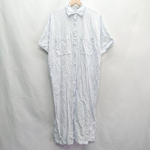 ◇ ⊂ Simplicite シンプリシテェ コットン100% 半袖 マキシ ワンピース サイズL ライトブルー系 レディース E 【中古】