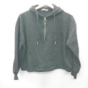 ◇ continuer de NICE CLAUP ハーフジップアップ 長袖 パーカー サイズ表記なし ブラック レディース E 【中古】