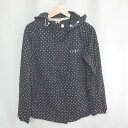 ◇ ⊇ Roxy ロキシー ドット柄 ロゴ刺繡 長袖 パーカー サイズL ブラック ホワイト レディース E 【中古】
