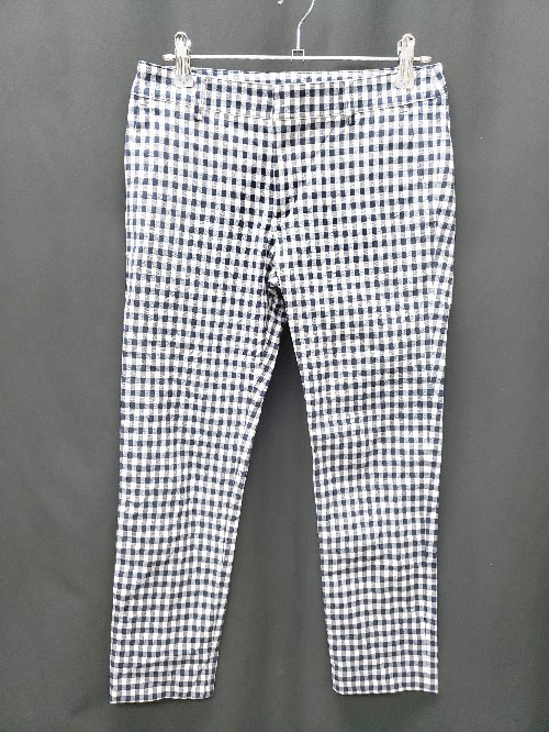 ◇ Θ SLOBE IENA スローブイエナ ギンガムチェック柄　コットン スキニー　パンツ サイズ34 ネイビー レディース P 【中古】