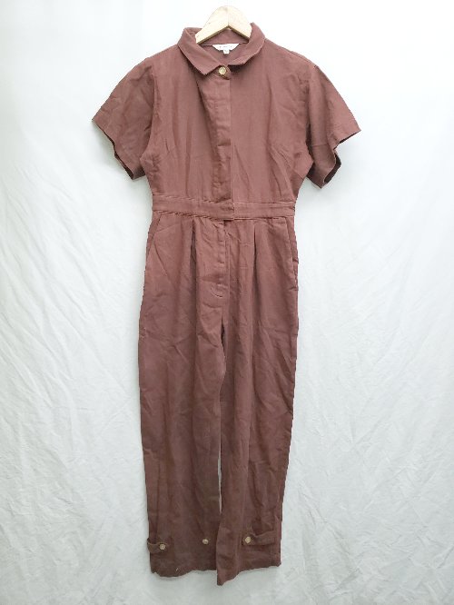 ◇ Θ MOUSSY マウジー コットン リネン 半袖 オールインワン サイズ1 ブラウン レディース P 【中古】