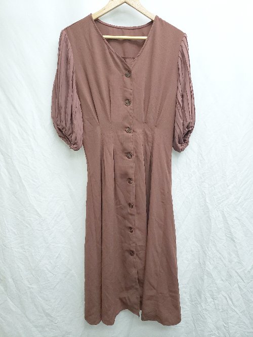 ◇ ⊂ COTORICA コトリカ 七分袖 膝下丈 ワンピース サイズF ブラウン レディース P 【中古】