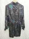 ◇ ◎Θ ZARA ザラ 花柄 ハイカラー ジャガード 長袖 ミニ ドレス ワンピース サイズM ブラック レディース P 【中古】
