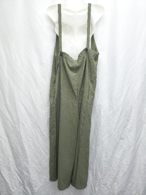 ◇ ⊂ ARCH & LINE アーチアンドライン ストライプ オールインワン サロペット サイズ2 カーキ レディース P 【中古】