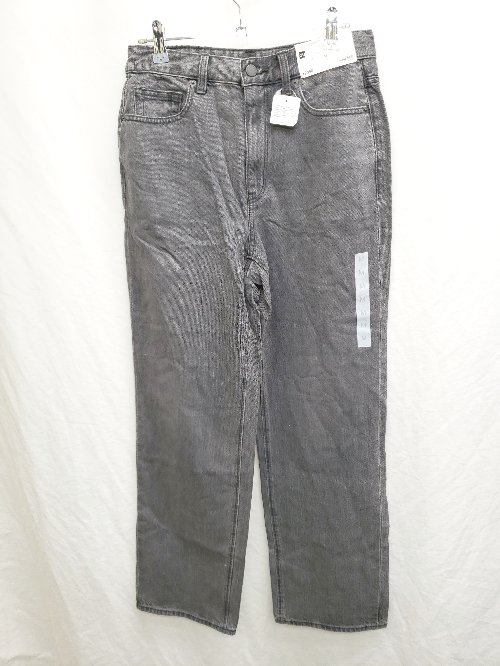 ◇ Θ ◎ ●美品● GU タグ付き ハイライズ ストレート デニム ジーンズ パンツ サイズM ブラック系 レディース P 【中古】