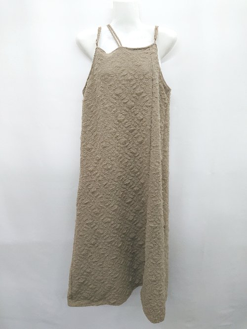 ◇ ⊂ Helm ヘルム フロントスリット キャミソール ロング ワンピース サイズM ベージュ レディース P 【..