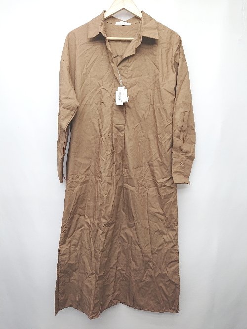 ◇ ◎ ●未使用● ⊇ Girly Doll ガーリードール 長袖 ロング丈 ワンピース サイズL ブラウン レディース P 【中古】