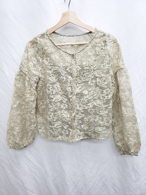 ◇ ⊂ PlechurCiel シアー 花柄 カーディガン キャミソール アンサンブル サイズL グリーン系 レディース P 【中古】