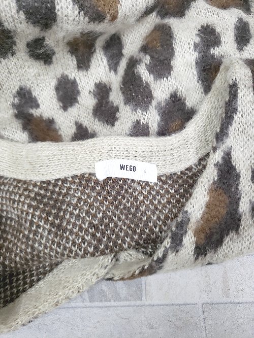 ◇ ⊇ WEGO ウィゴー レオパード 長袖 ニット カーディガン サイズL ベージュ ブラウン系 レディース メンズ P 【中古】