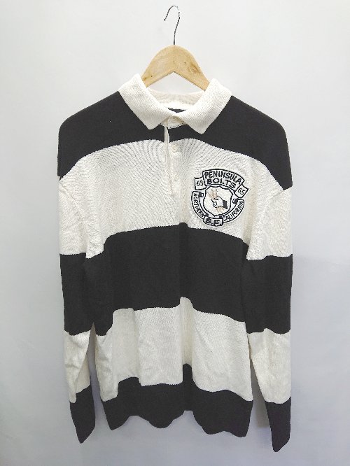 ◇ ⊇ H&M エイチアンドエム ボーダー 長袖 ニット ポロセーター サイズEUR L US L ブラック ホワイト系 メンズ P 【中古】