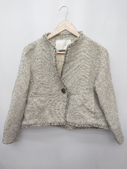 ◇ Θ qualite カリテ ツイード調 長袖 ジャケット サイズ38 ベージュ レディース P 【中古】(4)