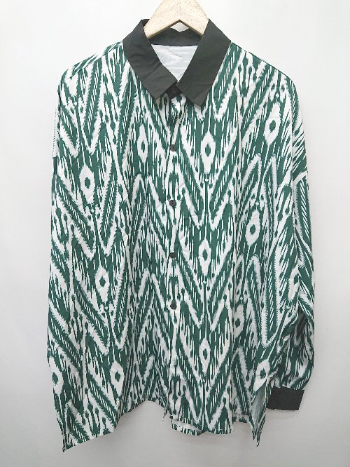 ◇ Θ antiqua アンティカ エスニック柄 長袖 シャツ サイズF グリーン ホワイト ブラック メンズ P 【中古】