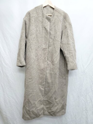 ◇ ⊇ Louere ルエレ フロントボタン ノーカラー 長袖 ロング コート サイズM ベージュ モカ系 レディース P 【中古】 ◇ ⊇ Louere ルエレ フロントボタン ノーカラー 長袖 ロング コート サイズM ベージュ モカ系 レディース P 【中古】