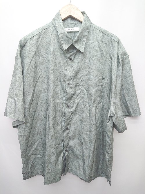 ◇ ⊂ Anchor Smith アンカー スミス ペイズリー柄 光沢感 半袖 シャツ サイズL カーキ系 メンズ P 【中..
