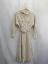 ◇ ⊇ natural couture ナチュラルクチュール ウエストベルト 長袖 ロング ワンピース サイズF ベージュ レディース E 【中古】