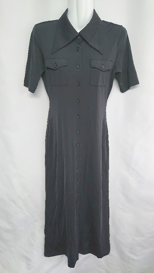 ◇ ⊂ one after another NICE CLAUP ストレッチ素材 半袖 マキシ ワンピース サイズM ブラック レディース E 【中古】