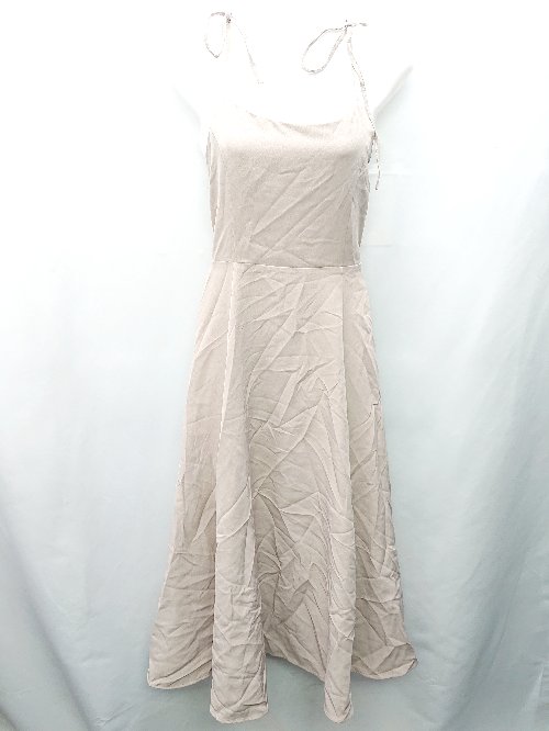◇ ⊂ one after another NICE CLAUP 肩リボン ロング丈 ワンピース サイズS ピンクベージュ レディース E 【中古】