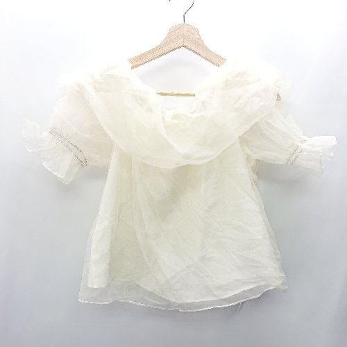 ◇ ⊂ NICE CLAUP ナイスクラップ 半袖 チュールトップ サイズF オフホワイト系 レディース E 【中古】 ◇ ⊂ NICE CLAUP ナイスクラップ 半袖 チュールトップ サイズF オフホワイト系 レディース E 【中古】