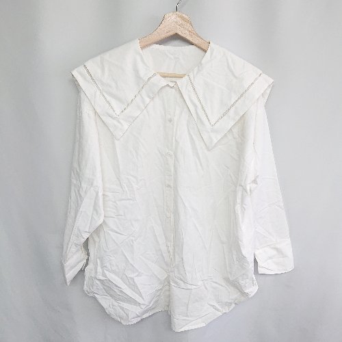 ◇ ⊂ CLEARIMPRESSION ビッグカラー 長袖 シャツ サイズF オフホワイト レディース E 【中古】 ◇ ⊂ CLEARIMPRESSION ビッグカラー 長袖 シャツ サイズF オフホワイト レディース E 【中古】