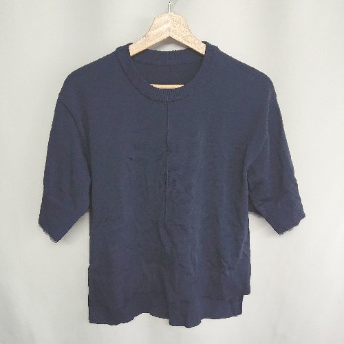 ◇ ⊇ Live in comfort リブインコンフォート ストレッチ素材 長袖 ニット サイズM ネイビー系 レディース E 【中古】