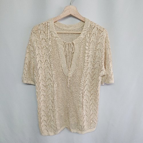 ◇ ⊂ LOWRYS FARM 透かし編み 半袖 ニット サイズF ベージュ レディース E 【中古】 ◇ ⊂ LOWRYS FARM 透かし編み 半袖 ニット サイズF ベージュ レディース E 【中古】