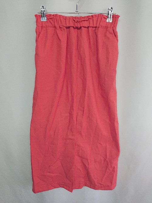 ◇ ⊇ SM2 サマンサ モスモス ウエストゴム リネン素材 マキシ フレアー スカート サイズL オレンジ レディース E 【中古】