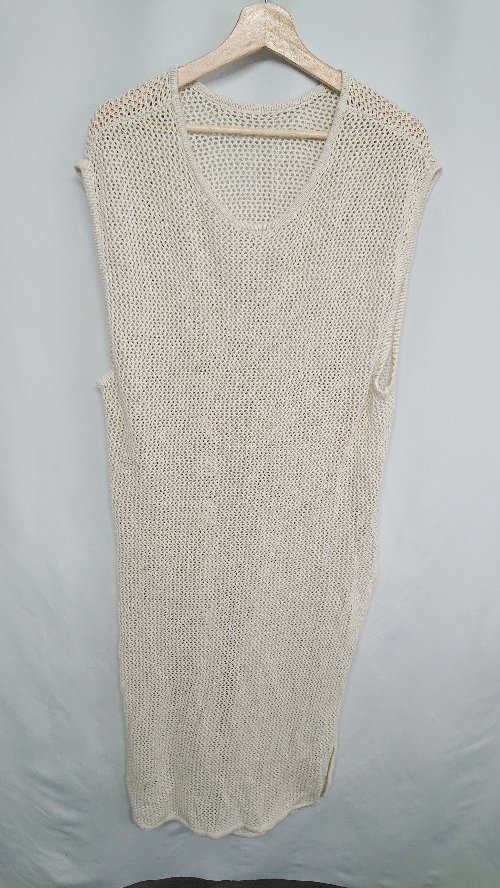 ◇ ⊇ select MOCA セレクト モカ かぎ編み 袖なし マキシ丈 ワンピース サイズL キナリ レディース E 【中古】