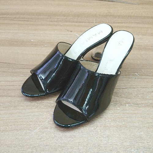 ◇ Θ MAMIAN マミアン案 クリアヒール ハイヒール サイズL ブラック レディース E 【中古】