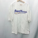 ◇ ⊂ KOOKY'N ロゴ刺繡 半袖 Tシャツ サイズF ホワイト オレンジ系 ブルー メンズ レディース E 【中古】