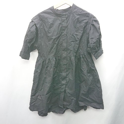 ◇ ⊂ ViS ビス タイプライター 半袖 チュニック サイズF ブラック レディース E 【中古】