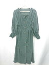 ◇ ⊇ natural couture ナチュラルクチュール 長袖 ロング ワンピース サイズF グリーン系 レディース E 【中古】