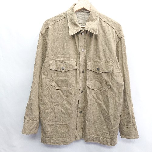 ◇ ⊇ UNIQLO ユニクロ デニム 長袖 ミリタリーシャツ サイズM カーキ メンズ E 【中古】