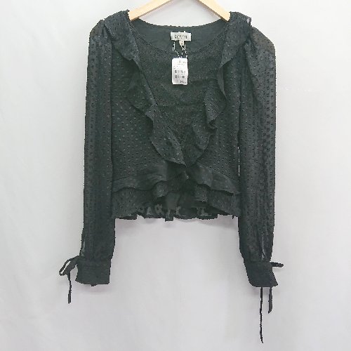 ◇ ⊂ ◎●未使用● GHOSPELL ゴスペル シアー 長袖 ブラウス サイズS ブラック系 レディース E 【中古】