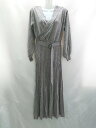 ◇ ⊇ dazzlin ウエストベルト付き ニット地 Vネック 長袖 ロング丈 ワンピース サイズF グレージュ レディース E 【中古】