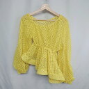 ◇ ⊂ LONDA パフスリーブ 長袖 メッシュチュニック サイズL イエロー レディース E 【中古】