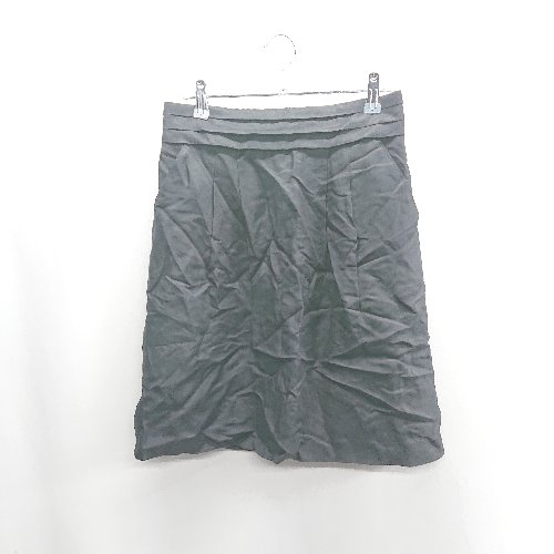 ◇ Θ ROPE' ロペ リネン素材 膝丈 台形 スカート サイズM ブラック レディース E 【中古】