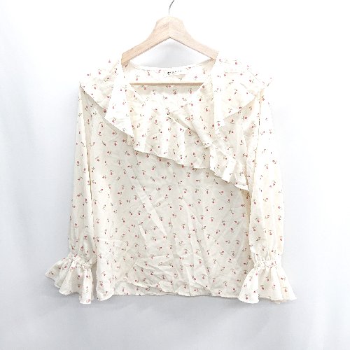 ◇ ⊂ mimi toujours ミミトゥジュール 花柄刺繍 長袖 シャツ サイズM ベージュ系 レディース E 【中古】