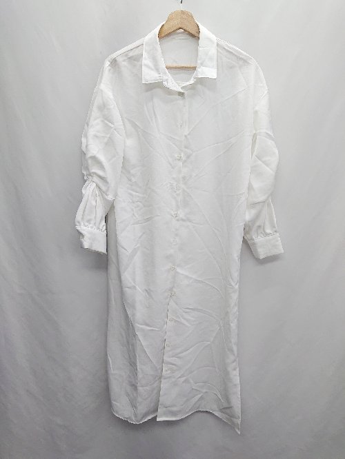 ◇ ⊂ merlot メルロー 長袖 膝下丈 ワンピース サイズF ホワイト系 レディース E 【中古】