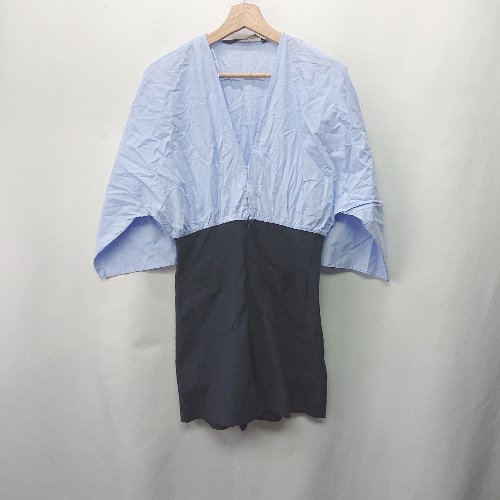 ◇ ⊇ ZARA Trafaluc Vネック オールインワン サイズL ライトブルー ネイビー レディース E 【中古】