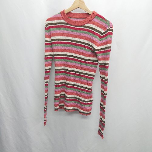 ◇ ⊇ FREAK'S STORE フリークスストア ボーダー 長袖 リブニット サイズF レッド系 レディース E 【中古】