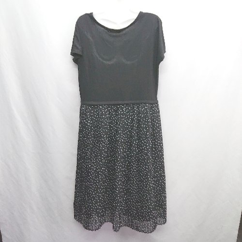 ◇ ⊂ chocol raffine robe　ショコラフィネローブ 水玉ドット 半袖 膝丈 ワンピース サイズM ブラック レディース E 【中古】