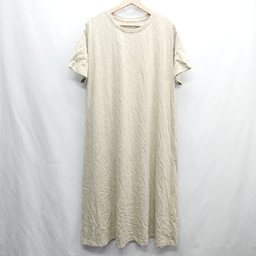 ◇ ⊂ le.coeur blanc ルクールブラン コットン系 半袖 膝丈 ワンピース サイズM ベージュ レディース E ..