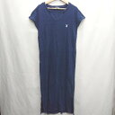 ◇ ⊂ PLAYBOY プレイボーイ 綿 スリット フレンチ ロング ワンピース サイズM ネイビー系 レディース E 【中古】