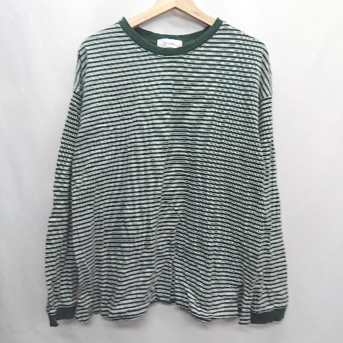 ◇ ⊇ forksy. フォルクシー ボーダー柄 コットン100% 長袖 ロンT サイズM グリーン レディース E 【中古】