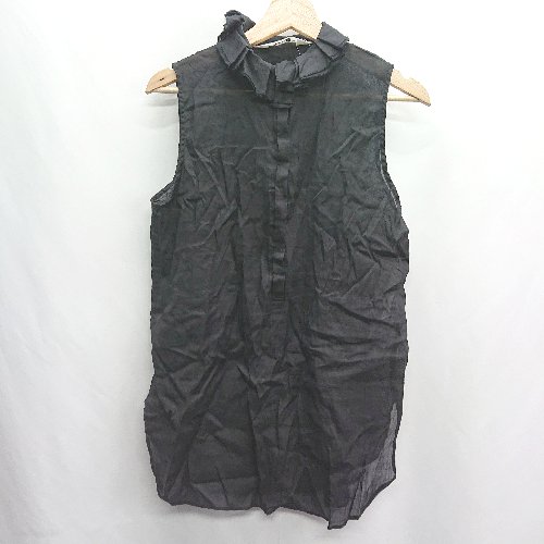 ◇ ⊂ pual ce cin 首周りフリル装飾 薄手 ノースリーブブラウス サイズF ブラック レディース E 【中古】 ◇ ⊂ pual ce cin 首周りフリル装飾 薄手 ノースリーブブラウス サイズF ブラック レディース E 【中古】