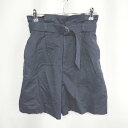 ◇ ⊂ BEAMS LIGHTS バックウエストゴム フリル ウエストベルト付き ショートパンツ サイズ36 ネイビー レディース E 【中古】