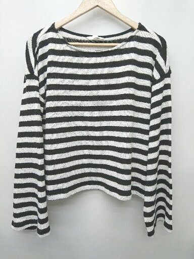 ◇ ⊇ H&M エイチアンドエム ボーダー柄 ショート丈 長袖 ニット サイズ表記なし ブラック レディース P 【中古】 ◇ ⊇ H&M エイチアンドエム ボーダー柄 ショート丈 長袖 ニット サイズ表記なし ブラック レディース P 【中古】