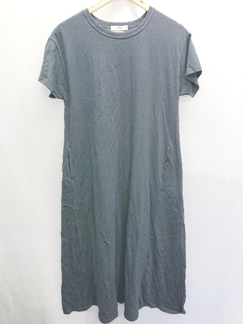 ◇ ⊂ Riberry リベリー 無地 シンプル 半袖 膝下 ワンピース サイズF ブラック レディース P 【中古】