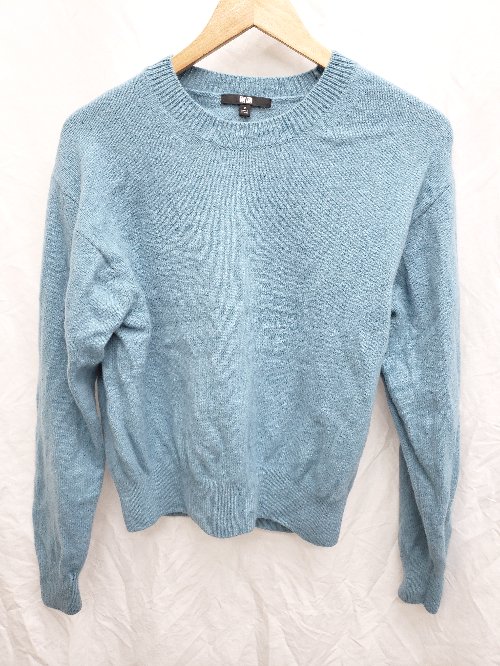 ◇ ⊇ UNIQLO ユニクロ ウール100% 長袖 ニット サイズM ブルー レディース P 【中古】