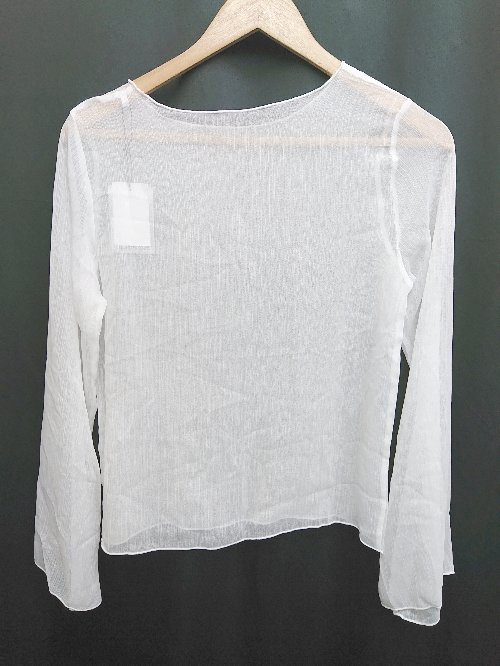 ◇ ◎　●未使用●　Θ　Φ moment+　モーメントプラス シースルー 長袖 カットソー サイズM ホワイト レディース P 【中古】